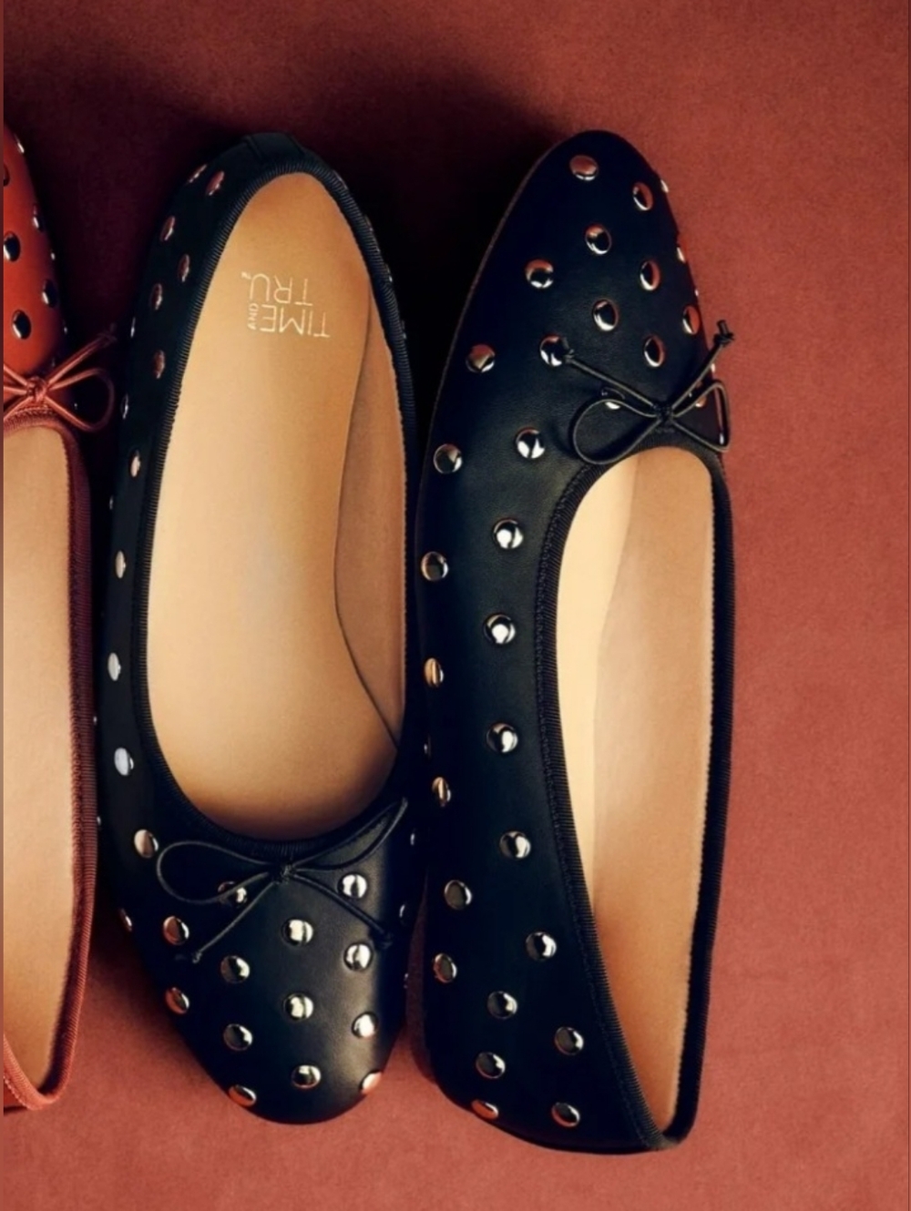 New Women's Silver Studded Black Ballet Flats Available in several sizes